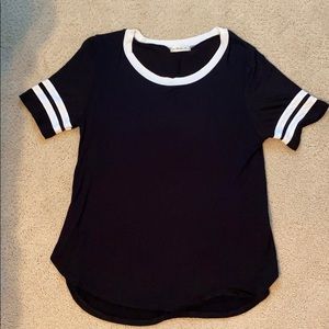 black tee with white